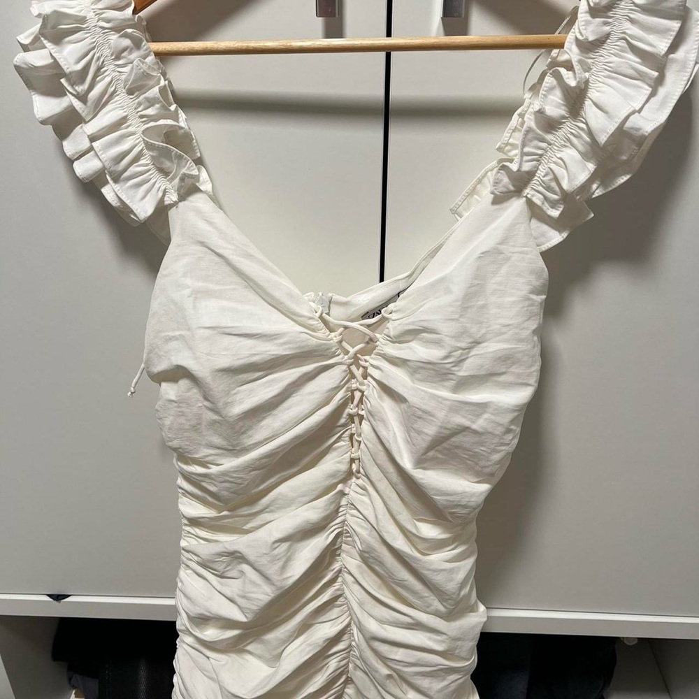 Elegant White Ruffled Dress